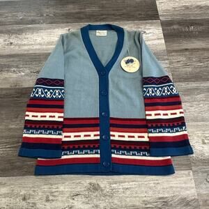 NWT‎ Vintage 70s Kmart Womens Aztec L Abstract Bell Sleeve Cardigan Sweater